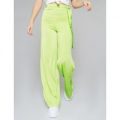 Neon Slinky Wide Leg Trousers, Green