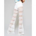 Crochet Lace Flared Trousers, White