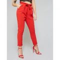 Paperbag Tie Waist Trousers, Red