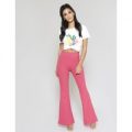 High Waisted Flare Trousers, Pink