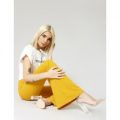 Mustard High Waisted Flare Trousers, Yellow