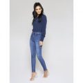 Navy Pleated Puff Shoulder Shirt, Blue