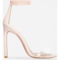 Perrie Lace Up Heel In Nude Faux Leather, Nude