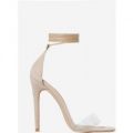 Perrie Lace Up Heel In Nude Faux Suede, Nude
