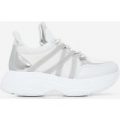 Pluto Chunky Trainer In White And Silver, White