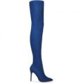 Poppy Over the Knee Blue Denim Stiletto Boot, Blue