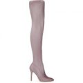 Poppy Over the Knee Dusky Grey Faux Suede Stiletto Boot, Grey