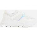 Jensen Chunky Sole Mesh Trainers In White Faux Leather, White