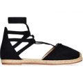 Justice Lace Up Espadrille In Black Faux Suede, Black
