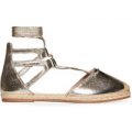 Justice Lace Up Espadrille In Gold Faux Leather, Gold