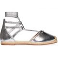 Justice Lace Up Espadrille In Silver Faux Leather, Silver