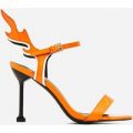 Iggy Flame Detail Heel In Orange Patent, Orange