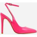 Raina Strappy Court Heel In Neon Pink Patent, Pink