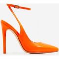 Raina Strappy Court Heel In Neon Orange Patent, Orange