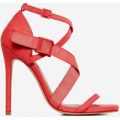Rain Strappy Heel In Red Faux Suede, Red