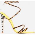 Raja Animal Print Pointed Barely There Heel In Yellow Patent, Yellow