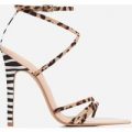 Raja Animal Print Pointed Barely There Heel In Nude Patent, Nude