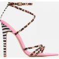 Raja Animal Print Pointed Barely There Heel In Pink Patent, Pink