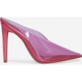 Raquel Closed Toe Perspex Mule Heel In Pink Patent, Pink