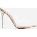 Raquel Closed Toe Perspex Mule Heel In Rose Gold Faux Leather, Rose Gold