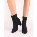 Raya Pointed Toe Ankle Boots Faux Suede, Black