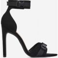 Remy Buckle Detail Heel In Black Faux Suede, Black