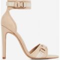 Remy Buckle Detail Heel In Nude Faux Suede, Nude