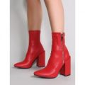 Renzo Sock Fit Ankle Boots, Red