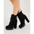 Kaia Cleated Lace Up Ankle Boots, Black