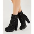 Cierra Cleated Heeled Ankle Boots, Black