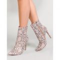 Revive Pointy Ankle Boots in Snake Print, Multi