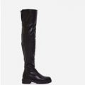 Rhi Over The Knee Long Boot In Black Faux Leather, Black