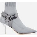 Rhian Perspex Buckle Detail Ankle Sock Boot In Grey Knit, Grey