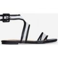 Rita Perspex Sandal In Black Faux Leather, Black