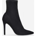 Rolo Pointed Toe Sock Boot In Black Faux Suede, Black