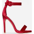 Romie Barely There Heel In Red Velvet, Red