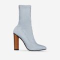Paloma Wooden Heel Ankle Boot In Grey Jersey, Grey