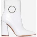 Ruben Pull Ring Detail Ankle Boot In White Patent, White