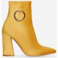 Ruben Pull Ring Detail Ankle Boot In Mustard Faux Suede, Yellow