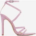 Rukaya Pointed Barely There Heel In Lilac Faux Suede, Purple