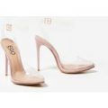 Saffi Perspex Heel In Pink Faux Leather, Pink