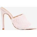 Savage Faux Fur Heel Mule In Pink Faux Suede, Pink