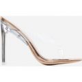 Scandal Flip Flop Flat Perspex Heel In Rose Gold Faux Leather, Rose Gold