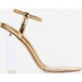 Scorpio Barely There Perspex Block Heel In Gold Patent, Gold