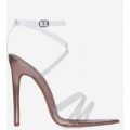 Tiffany Pointed Perspex Barely There Heel In Rose Gold Faux Leather, Rose Gold