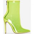 Selina Coloured Perspex Ankle Boot In Yellow Patent, Yellow