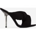 Shae Cushioned Crossover Perspex Heel Mule In Black Fleece, Black