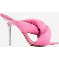 Shae Cushioned Crossover Perspex Heel Mule In Neon Pink Fleece, Pink