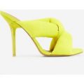 Shae Cushioned Crossover Perspex Heel Mule In Yellow Fleece, Yellow
