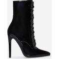 Shanty Lace Up Ankle Boot In Black Patent, Black
